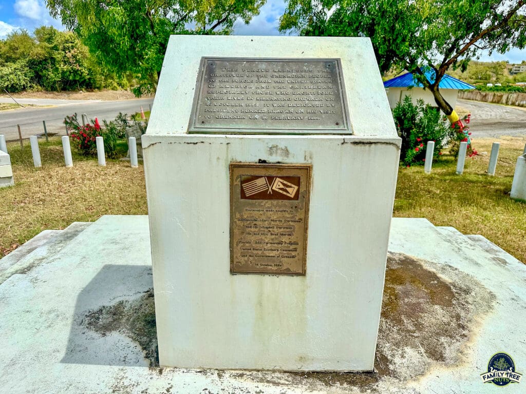 The VFW plaque atThe Memorial to the Fallen in Grenada