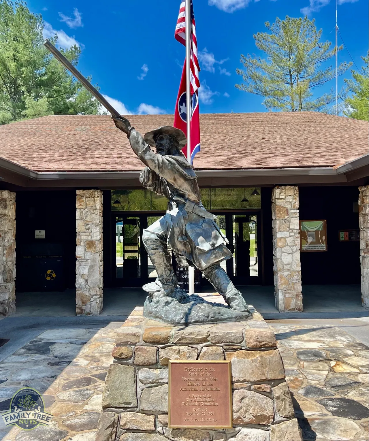 Monument to the Heroic Overmountain Men, at Sycamore Shoals State Historic Park, in Elizabethton, Tennessee