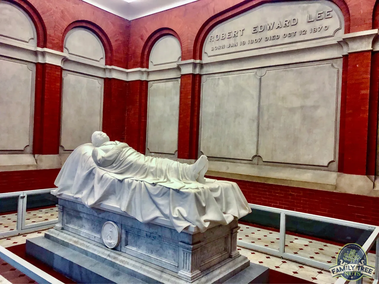 General Lee's monument in the from of University Chapel, formally "Lee Chapel". Lee is entombed in the family vault on the lower level of the chapel.